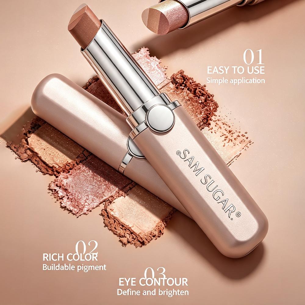SAM SUGAR Stick Ombretto Cremoso Tricolore Cambiamento Graduale Highlighter e Blush Scintillante Non Disturbante Impermeabile