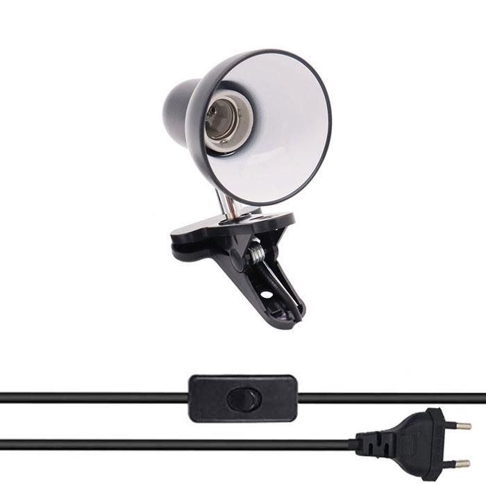 Einsteckbare Reptilien-Klemmlampe mit 360-Grad-Drehung und verstellbarer Lampenfassung für Lebensraumbeleuchtung, Wärmelampe