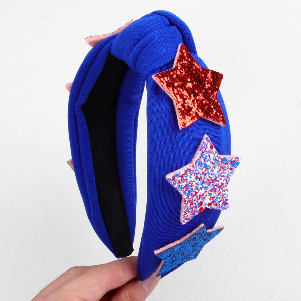USA Independence Day Star Headband for Women Girls Fabric Headbands Holiday Hairbands Bowknot Headband Hair Accessories Headwear
