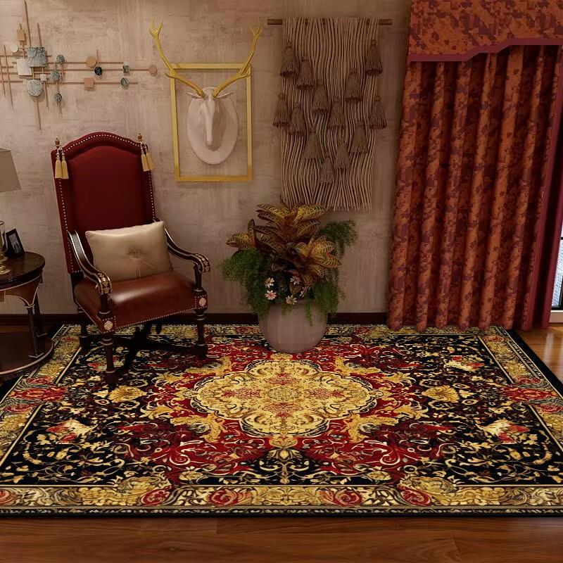 Persian Retro Large Living Room Carpet Decoration Home Ethnic Style American Bedroom Rug Cloakroom Lounge Soft Mat Washable