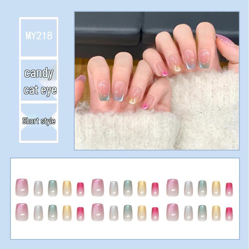 Chasing Light Cat's Eye Crystal Nails: Handmade, Detachable, Flash Diamond Design for Trendy, Stylish Looks.