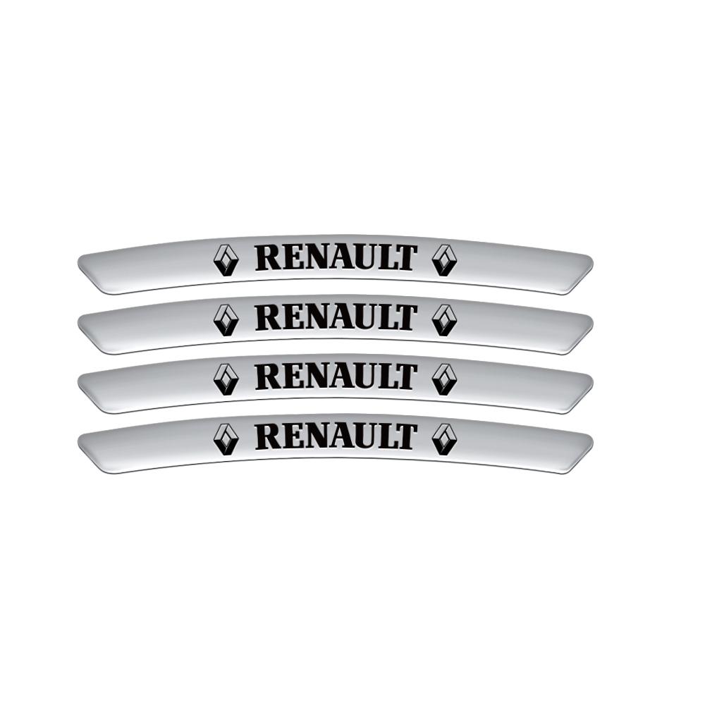 4pcs 3D Aluminum Car Wheel Rim Sticker Refit Decal For Renault DACIA Twingo Fluence Logan Duster Trafic Captur Kadjar Megane Zoe AZG53