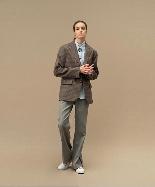 AVA MOLLI Acw-Ptj203-10 Grady Tape Boots Cut Pants (Grey)