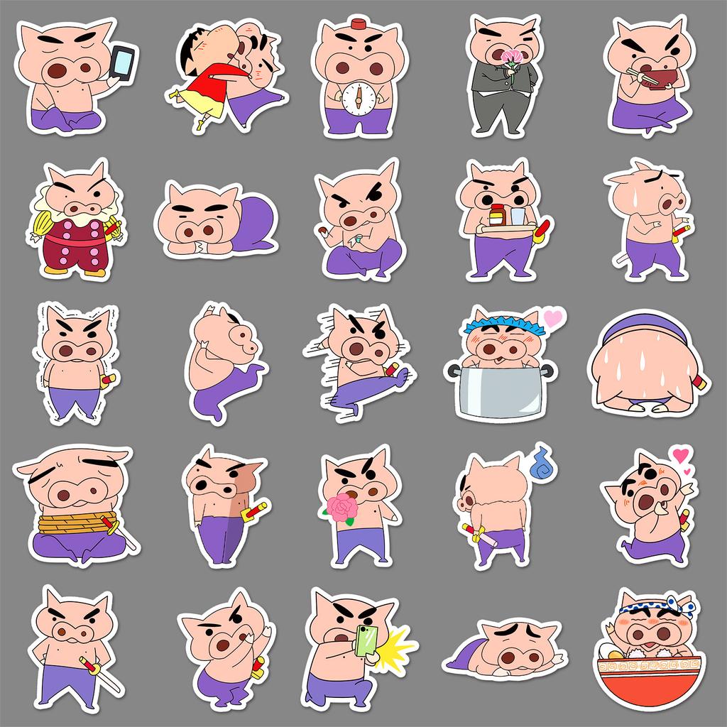 50 Pieces of Fat Dudu Saemon Cartoon Stickers Crayon Shin-gu Card Decorative Mobile Suitcase Handbook Stickers