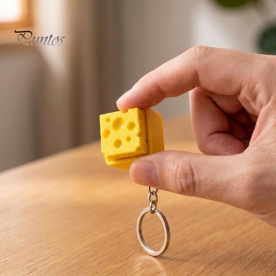 Durable Plastic Toy Cheese Fidget Keychain, Mechanical Keyboard Click, Creative Sound Stress Relief Tactile Clicky Keycap Toy, Portable Gadget