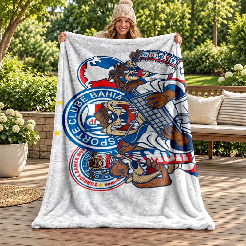 Esporte Clube Bahia Blanket Flannel Blanket Soft Cozy Plush Throw for Sofa Bed Lightweight Home Decoration Gifts for Christmas Various Holidays