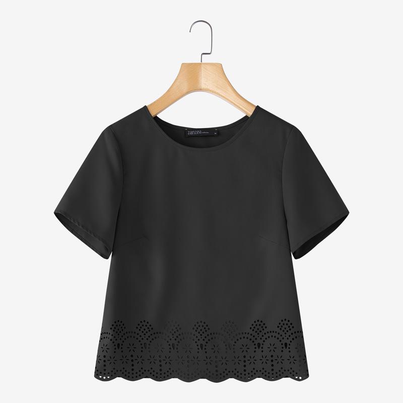 ZANZEA Women Casual Round Neck Solid Color Short Sleeve T-Shirt
