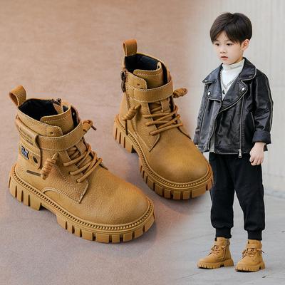 Kurze Stiefel für Jungen, modische, lässige Einzelstiefel für Kinder, Herbst und Winter, neuer britischer Stil, Baumwollstiefel für ältere Kinder, kleine Jungen