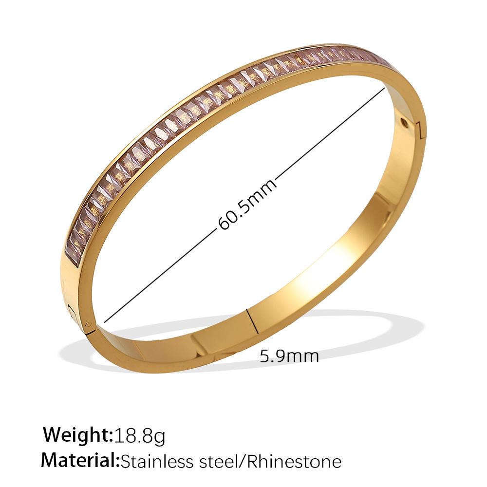 French Stainless Steel Bracelet Sweet Small Fresh Jewelry Does Not Fade Narrow Version Half Circle Full Diamond Buckle Bracelet Women