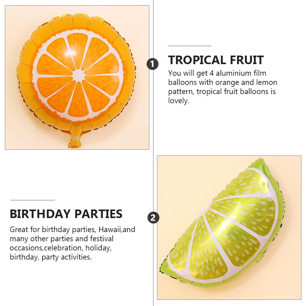 4 Pcs Decorate Lemon Orange Balloon Child Pineapple Fruit Party Aluminum Film Balloons