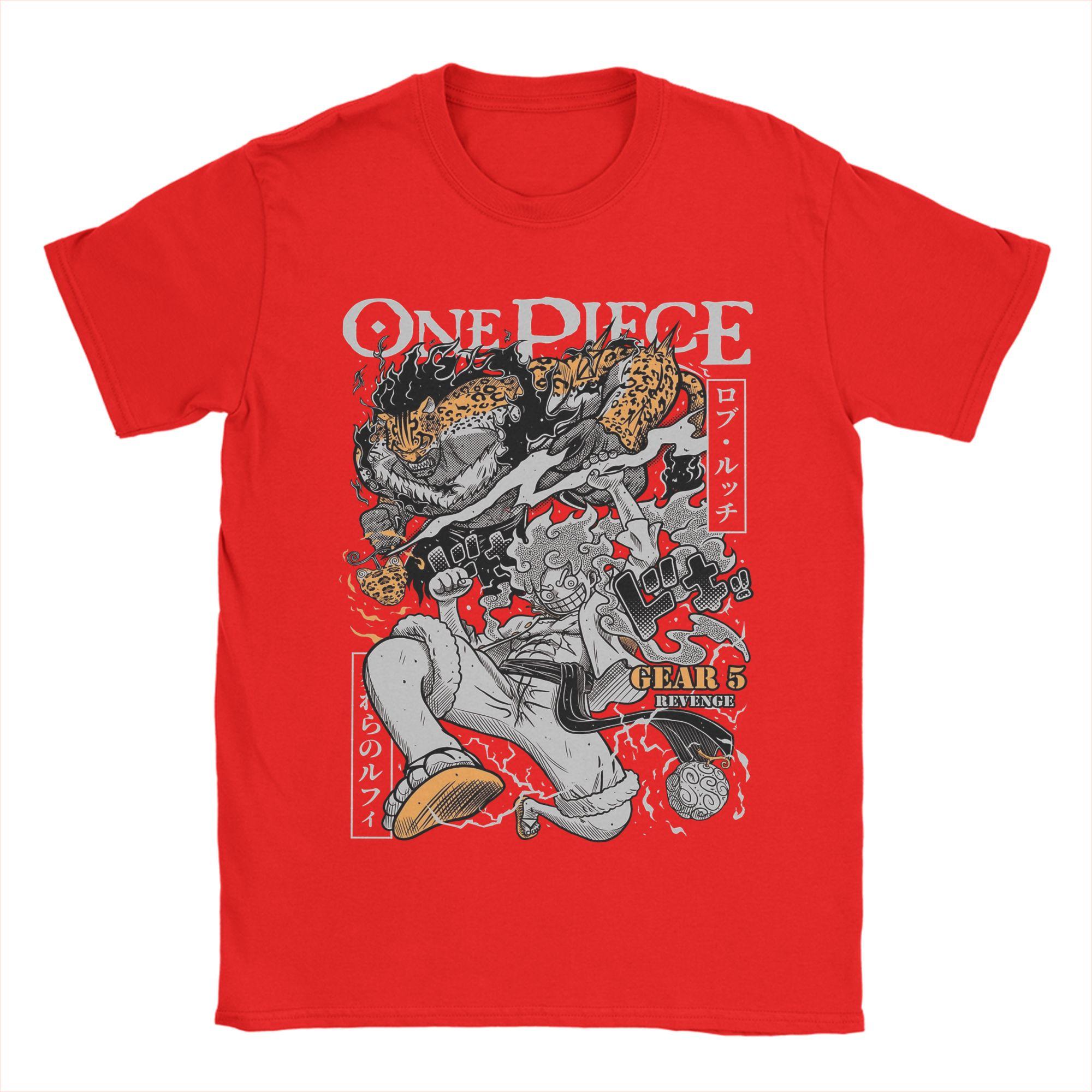 

Novelty Ones Pieces Luffy TShirt for Unisex Round Collar Pure Cotton T Shirt Short Sleeve Tees Summer Tops S