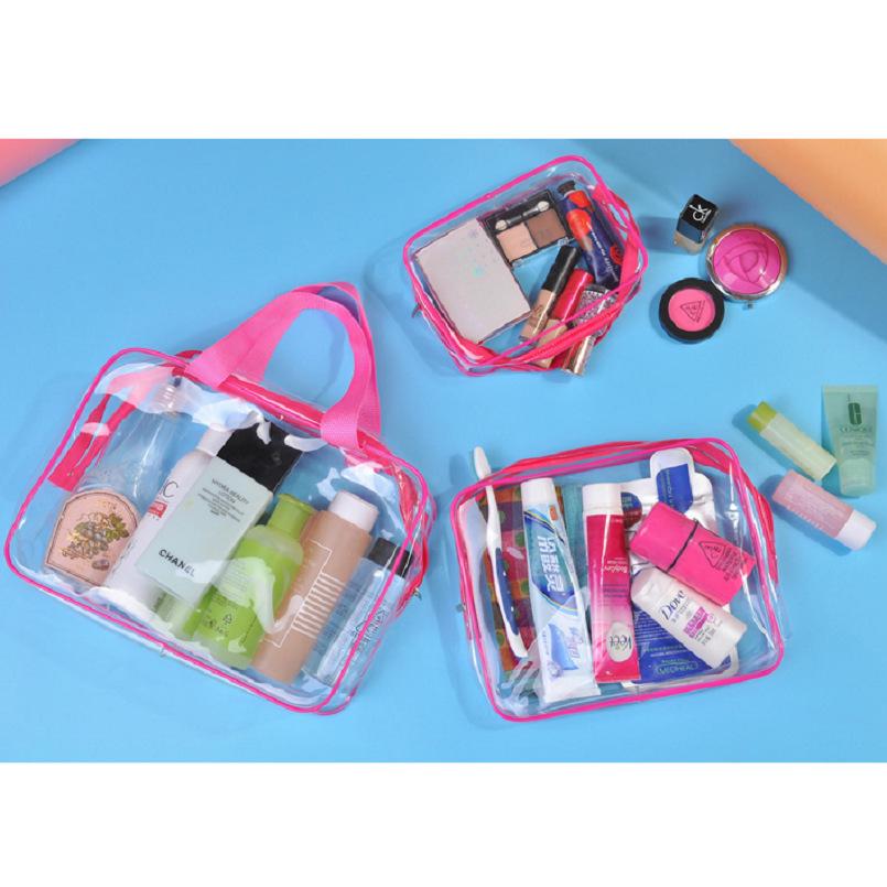Customizable Transparent PVC Makeup Bag Set - Portable Summer Travel Cosmetic Organizer