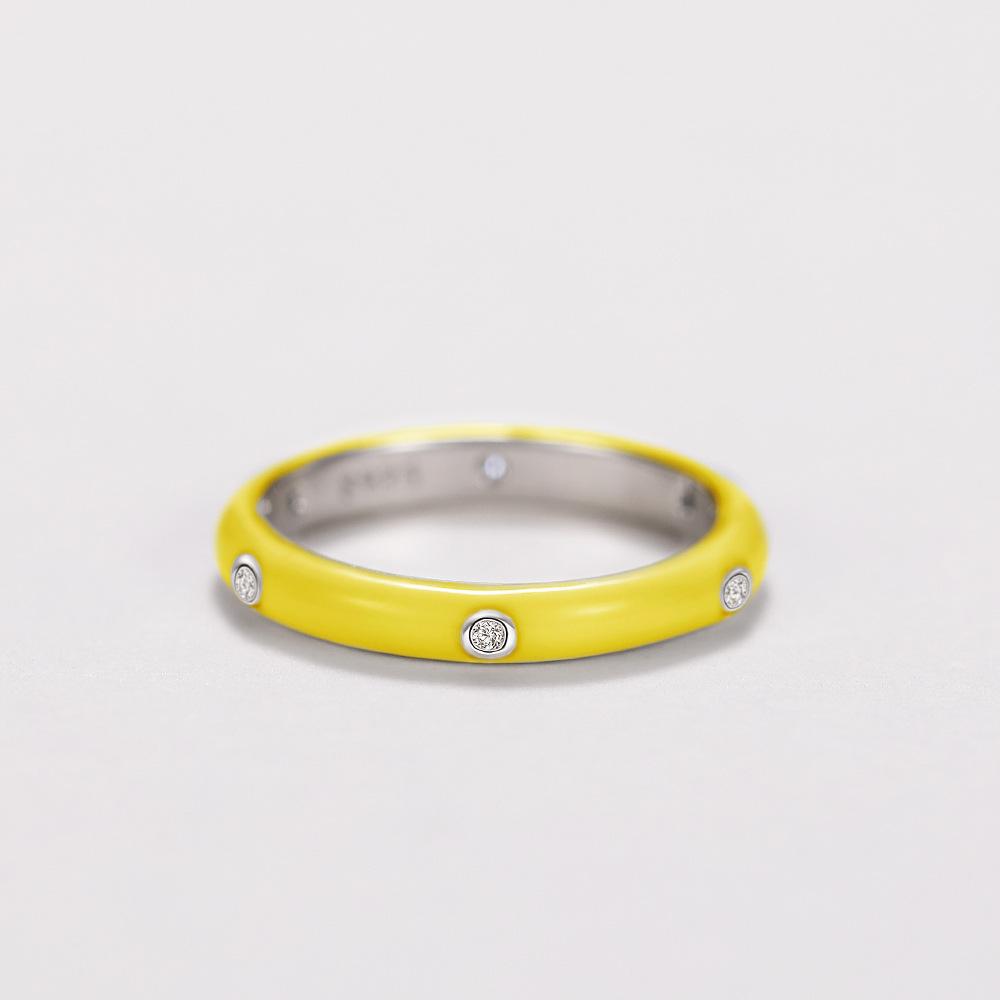 Summer Wind Enamel Dripping Oil Rainbow Ring, Minimalist Versatile Zircon Ring