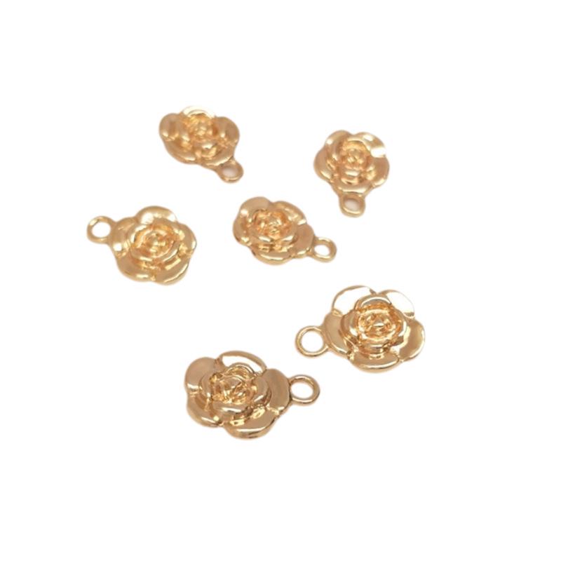 14K Gold-Filled Rose Pendant Charm for DIY Jewelry, Small Flower Design for Bracelets and Earrings