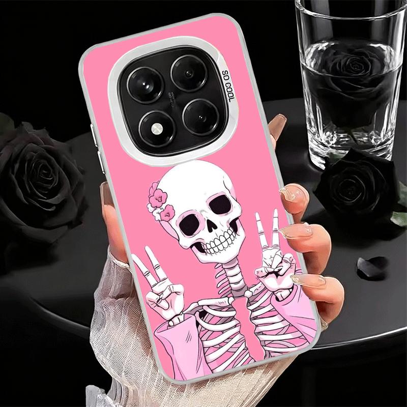 Pink Style Skull Witch Soft Phone Case for Xiaomi Redmi Note 13 14 15 Pro Plus 12S 12 11S 11 11T 10S 10 Shockproof Cover Back Sh