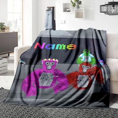 Custom Name Gorillas Colorful Outfits Party Blanket For Couch Bed Plush Cozy Fuzzy Blanket Super Soft Warm Blankets For Fall And Winter 091698