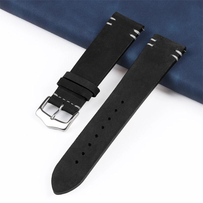 

Ремешок для часов, замшевый кожаный ремешок для часов, 20 мм, 22 мм, винтажный ремешок для часов, сменный браслет для Omega, браслет ручной работы, быстросъемный 22mm