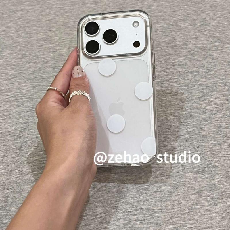 Korean Minimalist Glossy White Polka Dots Are Suitable for Apple 17promax Mobile Phone Case, the New iPhone16 Protective Case 15.