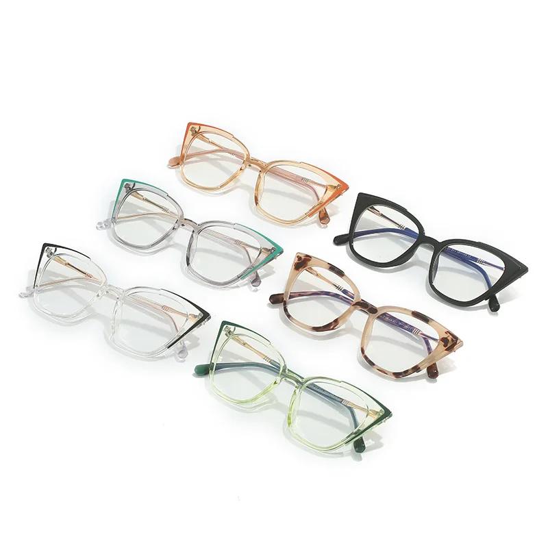 Women Fashion Clear Cat Eye Anti Blue Light Glasses Trendy Transparent Eyewear Frames Female Myopia Spectacle