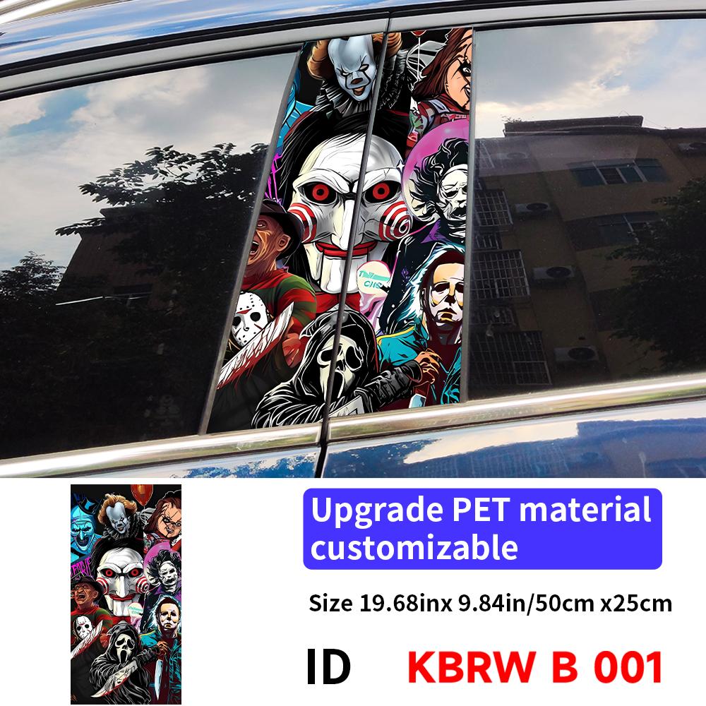 Adesivi per Auto Personaggi Horror Fantasma Halloween Montante B Auto Copertura Decorativa Impermeabile Graffi Portiere Auto Montante Parasole Decalcomanie