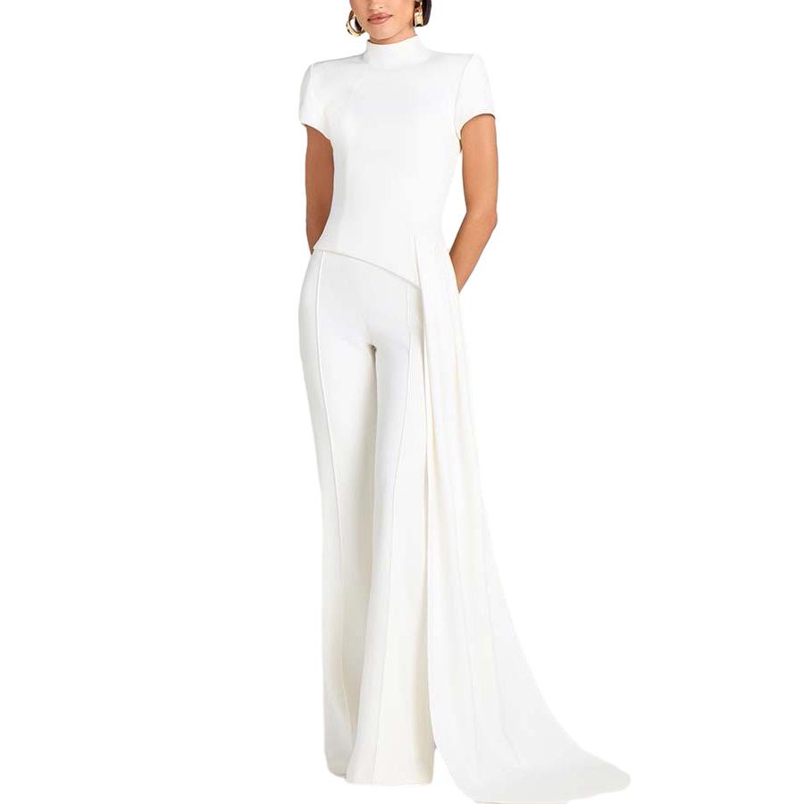 

Elegant Women s High Neck Top & Flowy Pants Set – Solid Color, Trendy and Sculpting Design Large