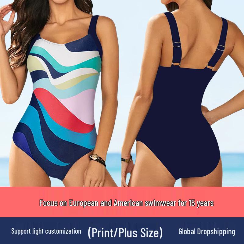 Halter Slimming One-Piece Swimsuit - Quick-Drying Cover Belly Swimwear for Women