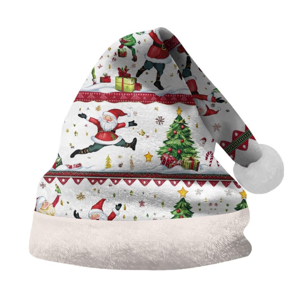 2024 Double-Sided Fleece Christmas Hat with Velvet for Kids & Adults