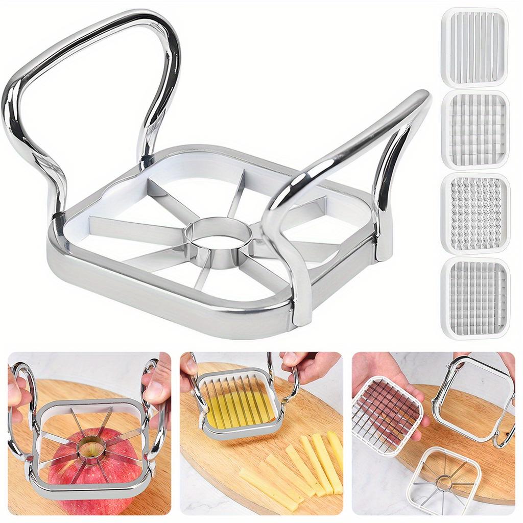 Taglia patate 5 in 1 Acciaio Inossidabile Affettatrice Frutta Verdura con Manico Taglia patate Manuale Taglia patate Fritte Risparmio di Lavoro Multifunzione Affettatrice Frutta