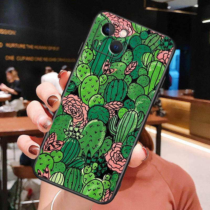 Plant Cactus Phone Case For iPhone 16 Pro Max 15 13 12 11 14 Pro Max Plus 12 13 Mini XR 16e Funda Cover