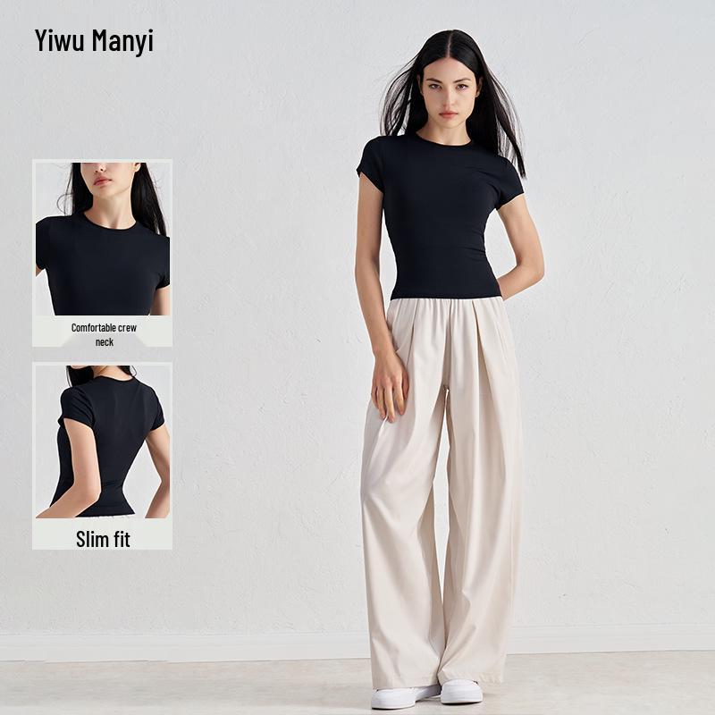 Women's Slimming Waist Yoga T-Shirt - Comfortable Short Sleeve Casual Gym and Yoga Top