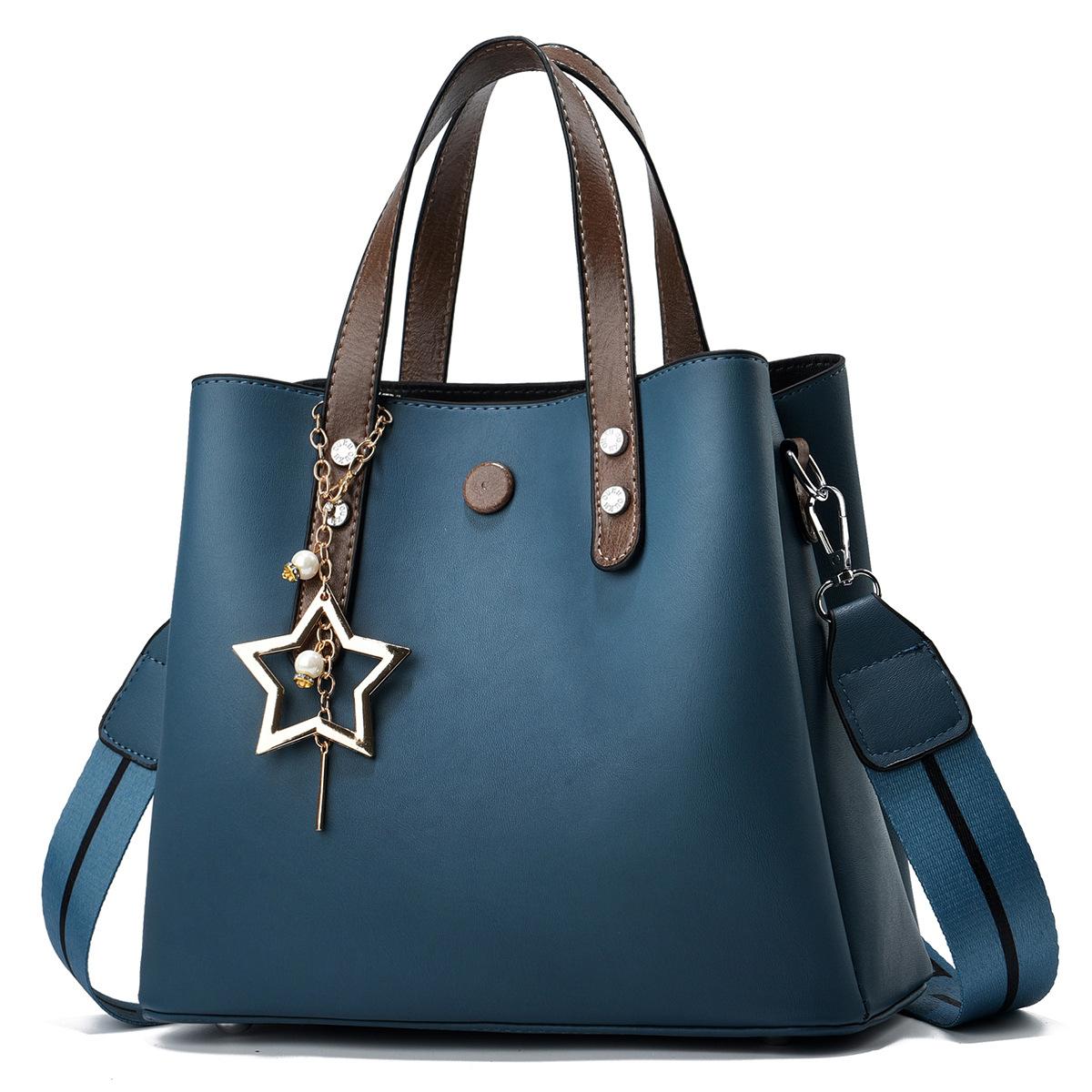 

Handbag bag simple large capacity bucket bag Taizhou women s bag bag shoulder messenger bag 26cm * 11cm * 23cm * portable 12cm синий