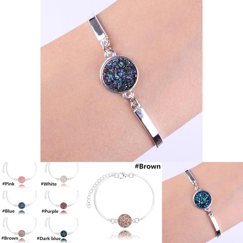 Luxurious Druzy Vintage Natural Geode Stone Jewelry Rhinestone Pave Druse Bracelets