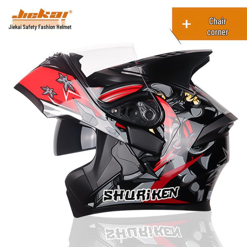 Jiekai DOT Standard Flip-up Double Visor Men's All-Season Motorcycle Helmet
