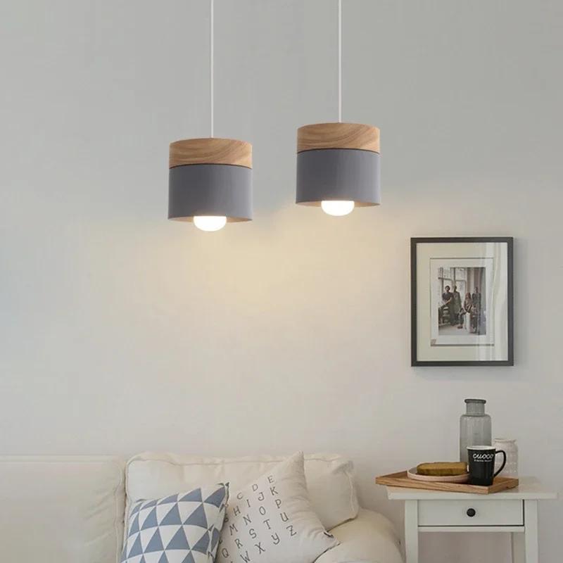 Nordic Led Pendant Lamp Restaurant Light Modern Iron Art Corridor Single Macaron Living Room Bedroom Bedhead Small Pendant Light