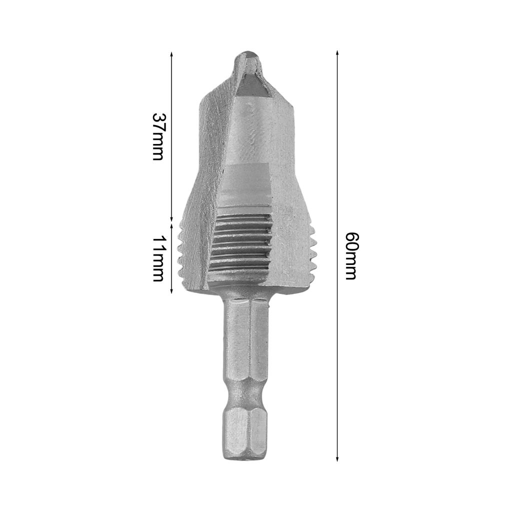 Three Blade Thread Drill Bit 3in1 with Hex Handle for Pipe Repair Usage