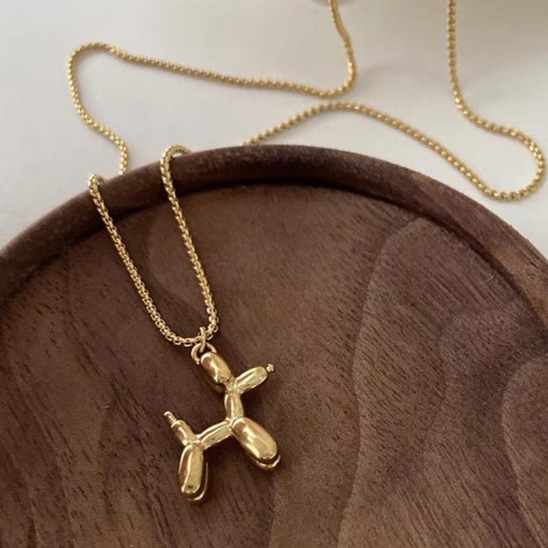 Fashionable And Creative Metal Balloon Dog Pendant Necklace Suitable For Men And Women Fun And Personalized Daily Jewelry Gifts