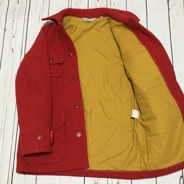 Edifice Heavy Wool Coat Outer 38 Men S-M Red Concealed Front(USED)