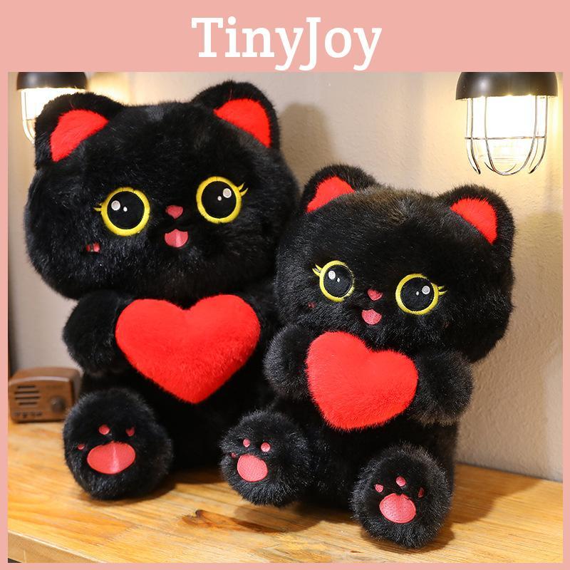 Cute Heart-hugging Black Cat Plush Toy Cartoon Cat Pillow Doll For Children Sleeping Rest Cushion