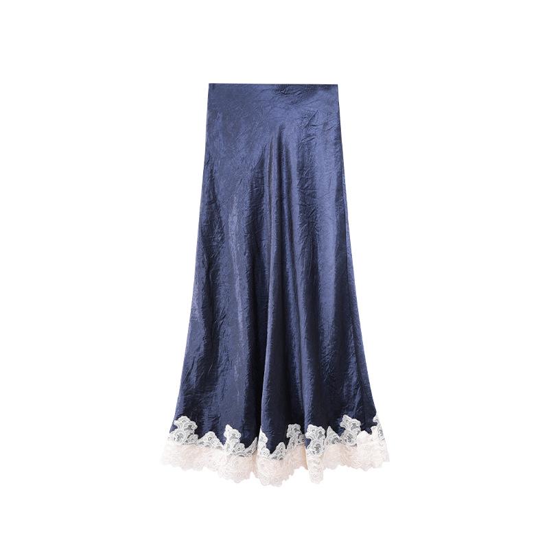 Interpret Beauty Elegant French Satin Midi Skirt for Women - Spring 2025 Collection C3582