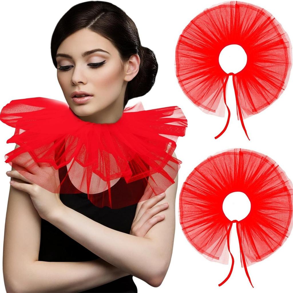 Victorian Collar Ruffled Tulle Renaissance Sheer Lapel Collar for Shirt Blouse Decorative Spread False Collar