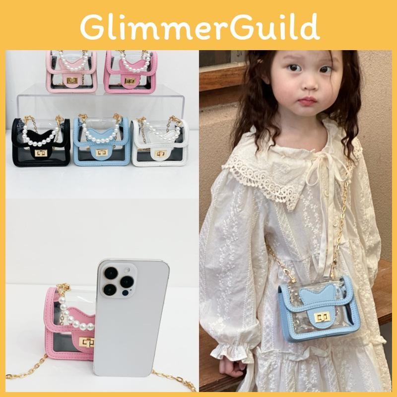 Transparent Handheld Pearl  Handbag Childhood Fun Stitching Single Shoulder