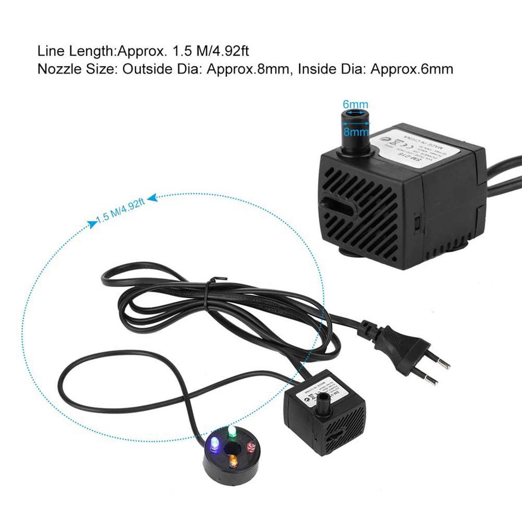 SM-016 2W Fish Tank Submersible Water Pump with 4 Colorful Lights Aquarium Filter for Rockery