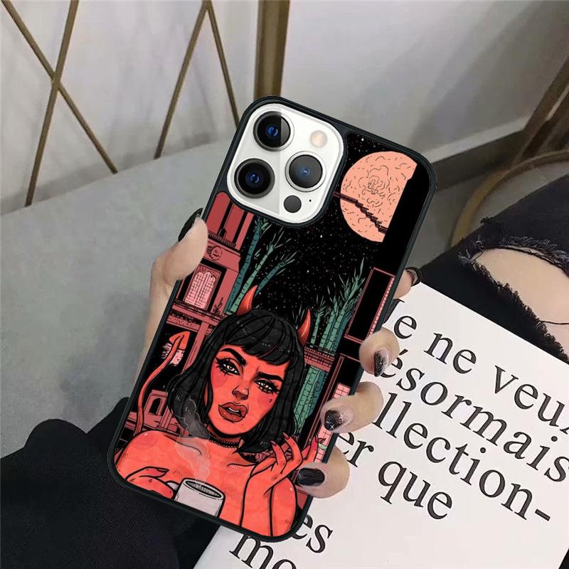 Cute Sexy Girl Devil Phone Case Back Cover for iPhone 17 Air 16 15 14 13 11 12 Pro Max Plus Fundas Coque
