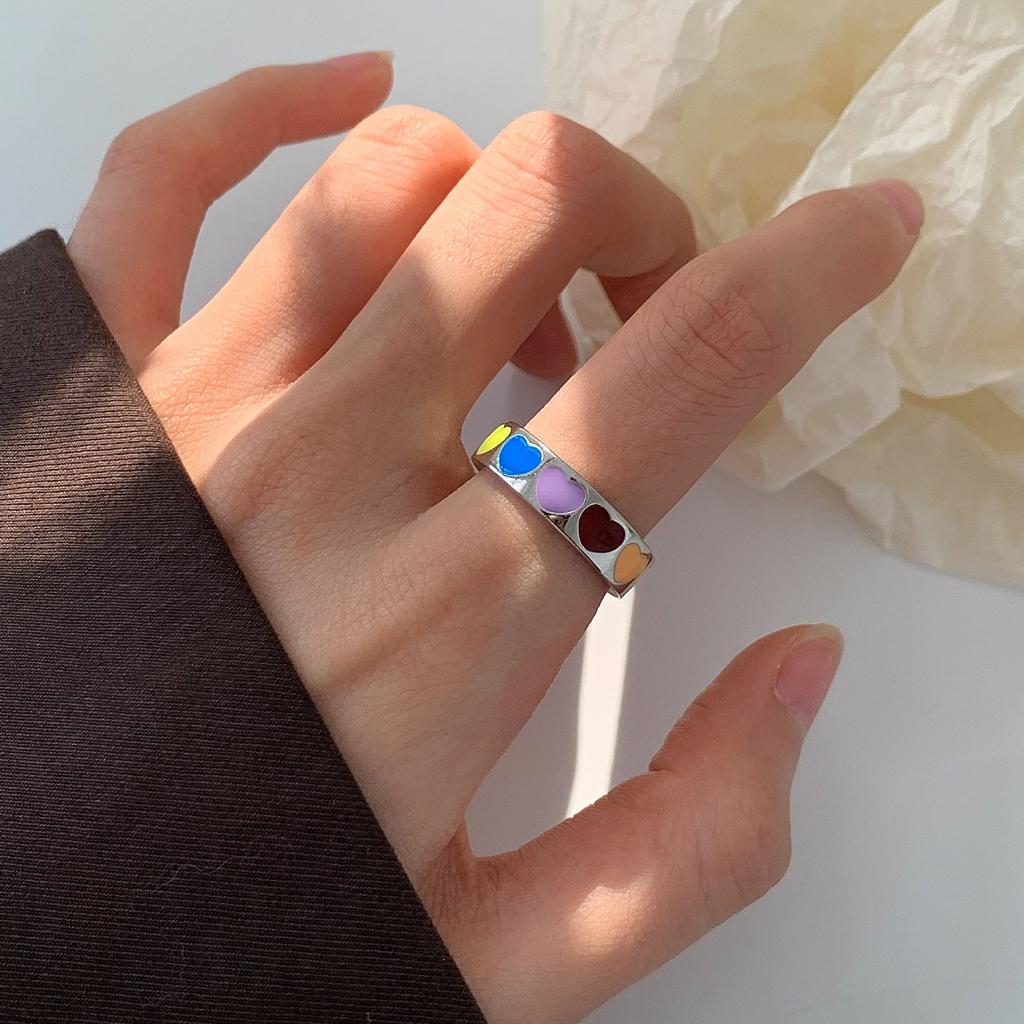 Original 925 Sterling Silver Colorful Heart Rings For Women Counple Wedding Engagement Silver Women's Diamond Ring Fine Jewelry