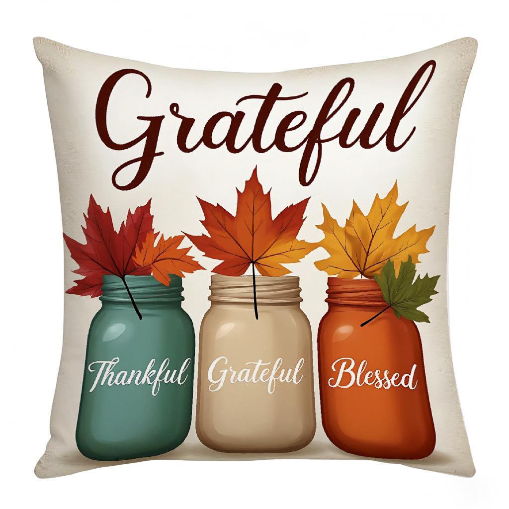 Thanksgiving Holiday Atmosphere Pillow Print Holiday Atmosphere Decoration Living Room Home Pillow Cushion Cover