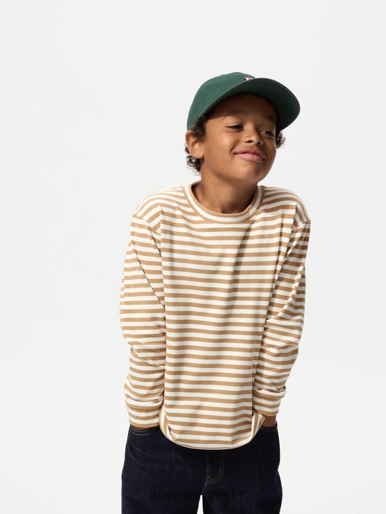 Uniqlo Kids Fleece Crew Neck T  Long Sleeve  sTripe