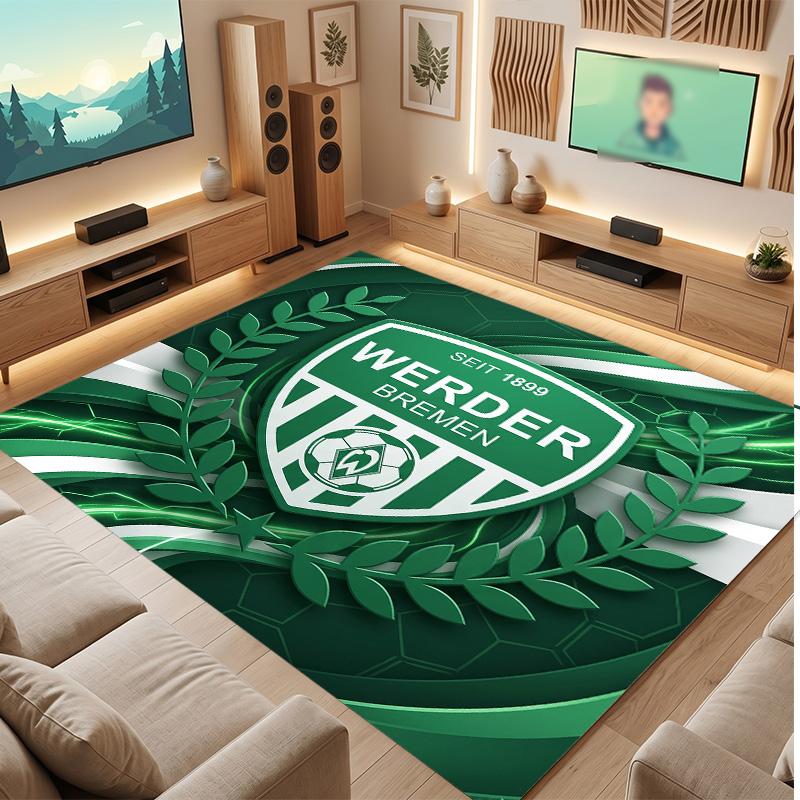 Tappeto in Velluto di Cristallo con Stampa Calcio Werder Bremen, Comodo Assorbente d'Acqua Antiscivolo Tappeto per Pavimenti Interni