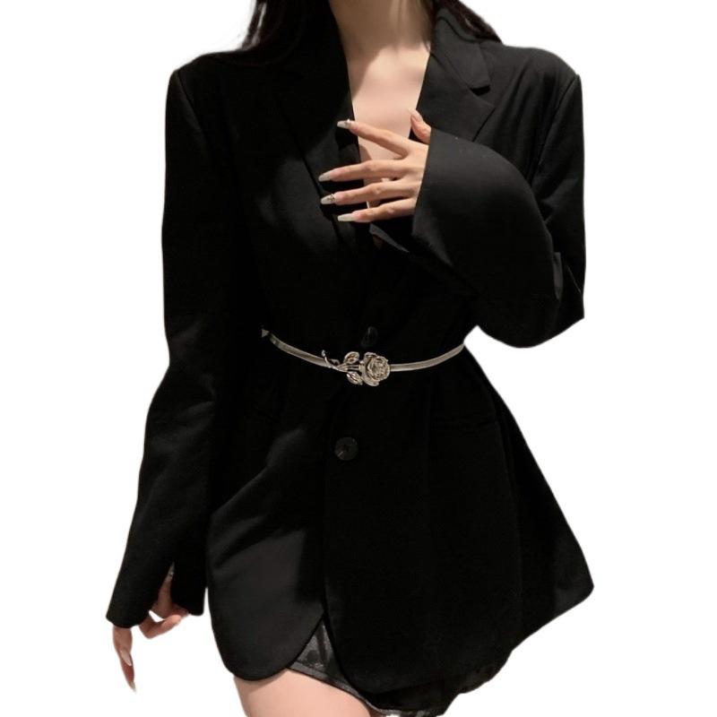 Stylish Rose Metallic Flower Accessory Elastic Waist Belt For Dresses Casual