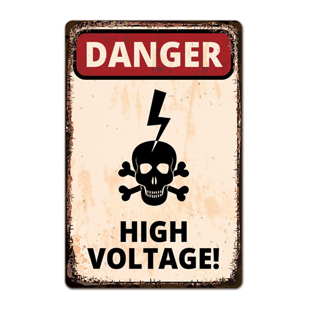 IBOOWU Danger DUST HAZARD Vintage Poster Retro Metal Tin Signs Wall Decor HIGH VOLTAGE Beware Warning Plaques