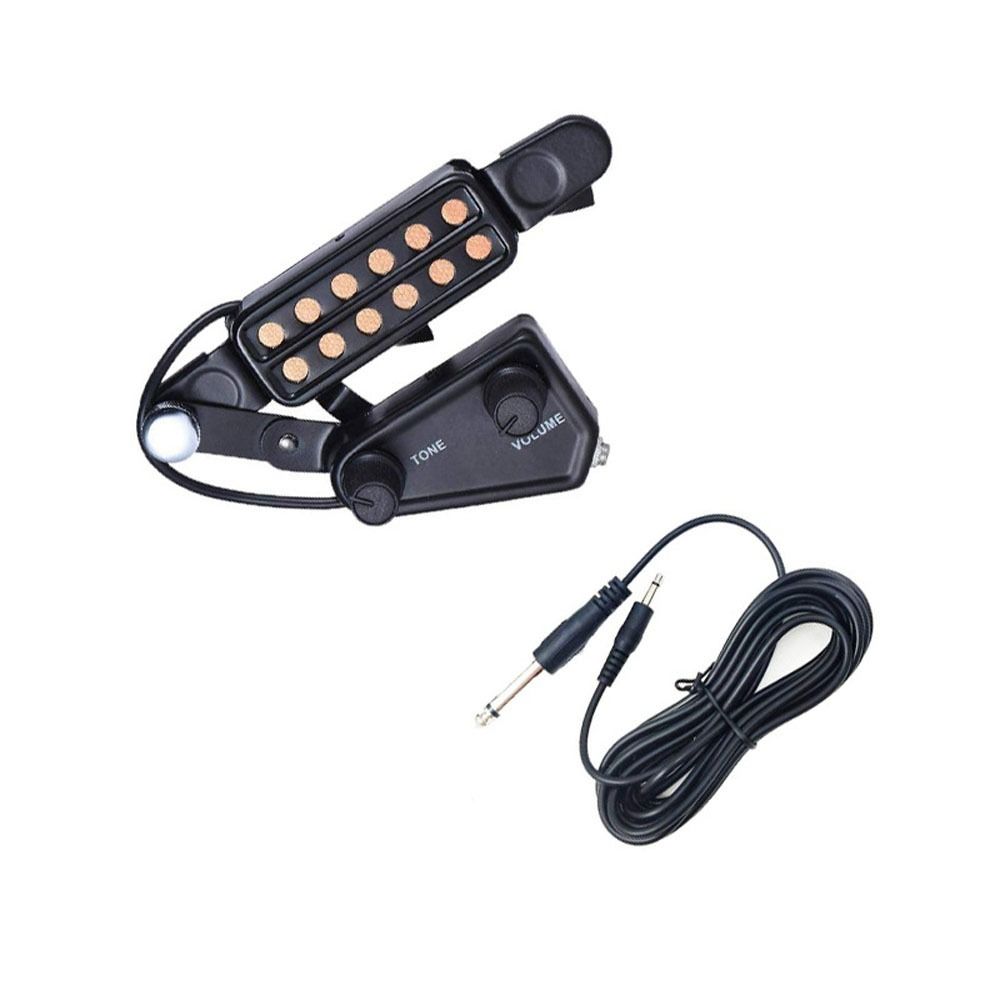 12-Hole Design Guitar Transducer Tone Knobs Soundhole Pickup Live Performance